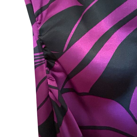 MAGGY LONDON Women’s Purple Black Sheath Ruched Midi Cocktail Dress Size 10 - Picture 5 of 15